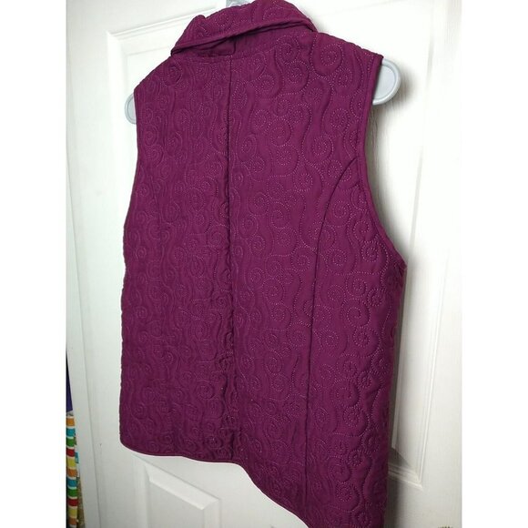 JENNY Purple Women's Sleeveless Full Zip Swirl Designed Quilted Vest Size S - Picture 9 of 9